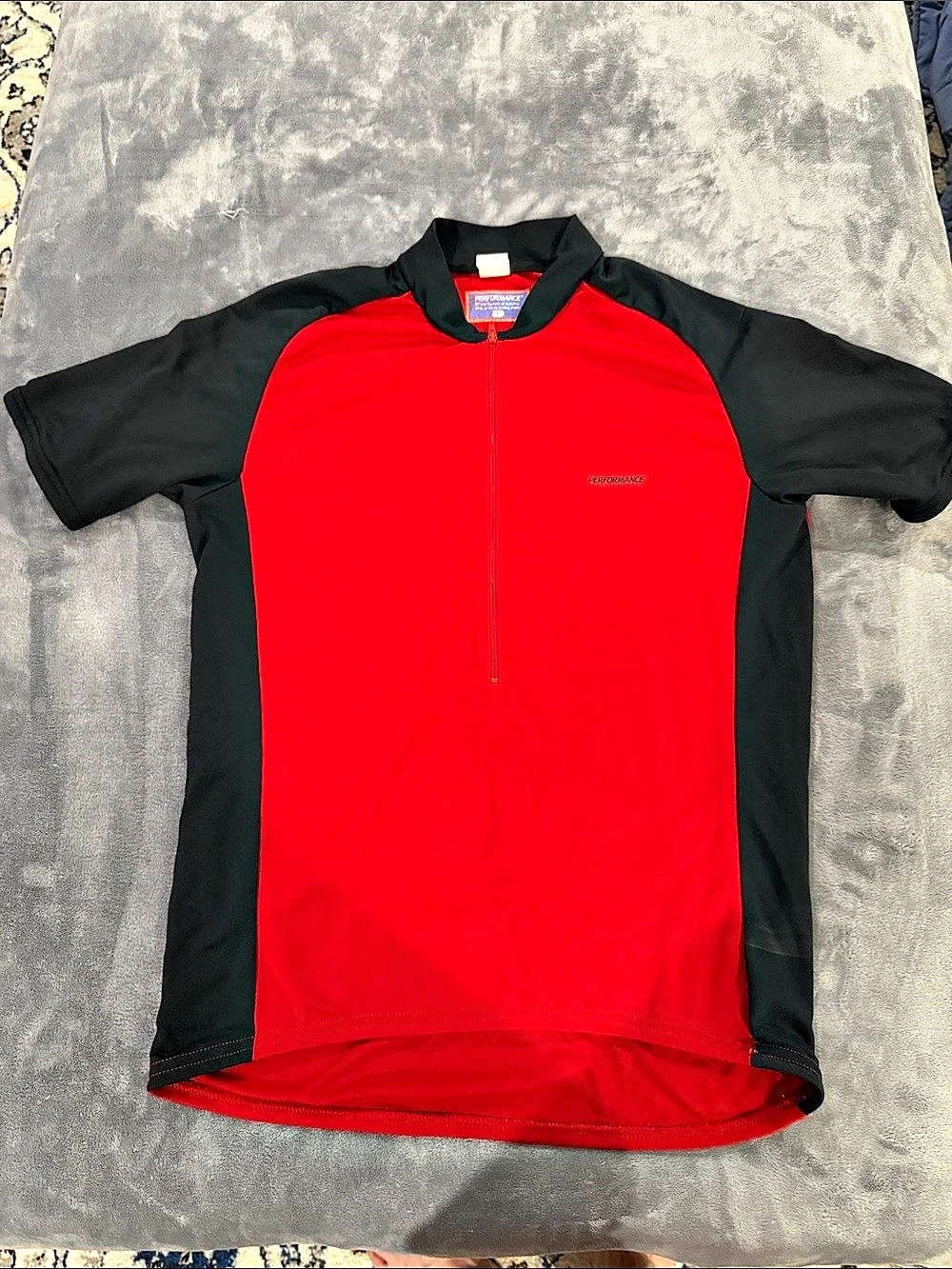 Performance men’s short sleeve bike jersey, red and black, size L